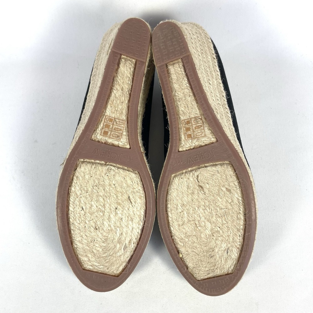 J.Crew AL003 Black Canvas Espadrille Wedge Heels Womens 11 NWT - Picture 8 of 9